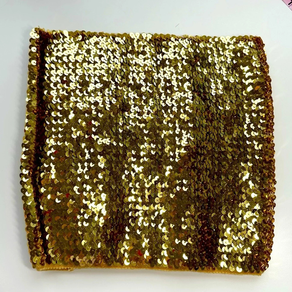 Gold Sequin Stretch Tube Top New Without Tags